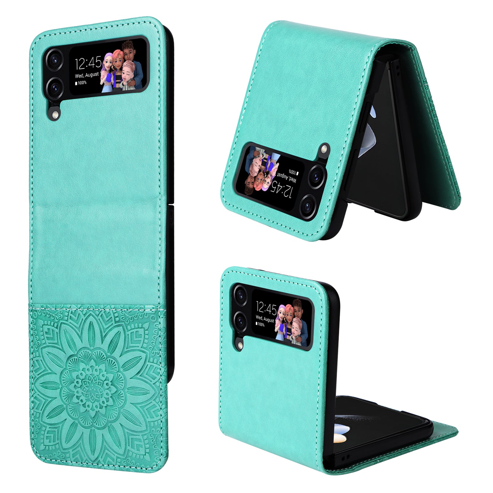Til Samsung Galaxy Z Flip4 5G Foldetelefon Lædertaske Solsikkepåtrykt telefoncover med kortholder Til Samsung Galaxy Z Flip4 5G Foldetelefon Lædertaske Solsikkepåtrykt telefoncover med kortholder